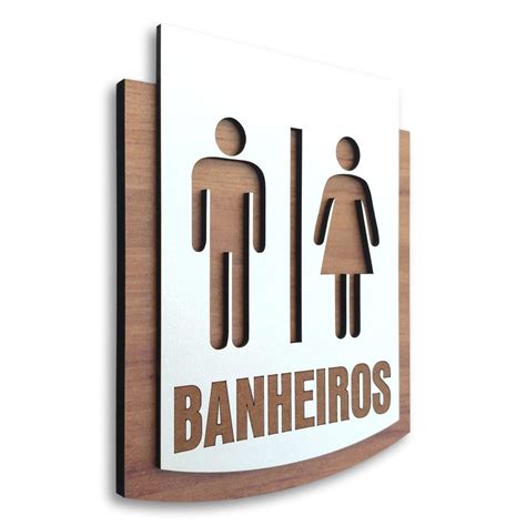 Placa de Sinalização Banheiros mdf 15x13cm Elo7