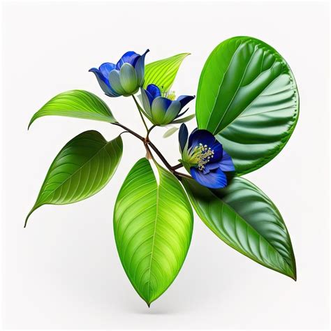 Premium Ai Image Green Leaves Vine With Blue Flower Of Asian