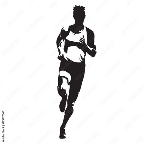 Running man, front view vector silhouette Stock Vector | Adobe Stock