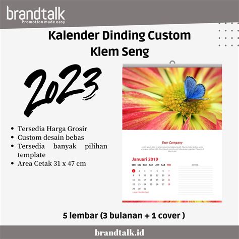 Jual Cetak Kalender Dinding Custom 2023 Klem Besi 5 Lembar Satuan Shopee Indonesia