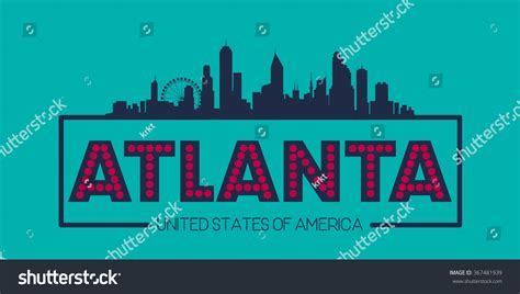 Atlanta Skyline Silhouette Poster Vector Design Stock Vector Royalty