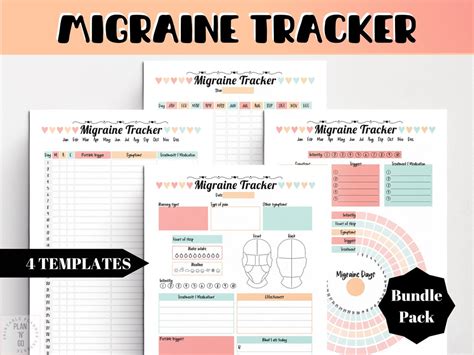 Migraine Tracker Printable Headache Log Pain Symptoms Etsy