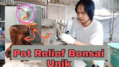 Membuat Pot Relief Bonsai Motif Kayu Youtube