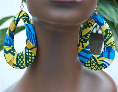 Large Afrocentric African Fabric Earrings