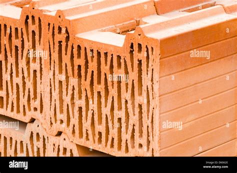 Stack Of Clay Bricks In A Warehouse Stock Photo Alamy