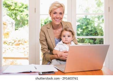 Smiling Pretty Blonde His Son Using Stock Photo Shutterstock