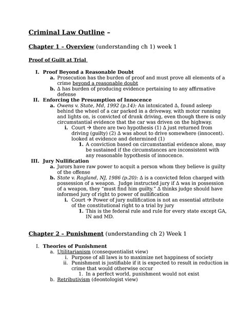 Criminal Law Outline 1 Criminal Law Outline Chapter 1 Overview