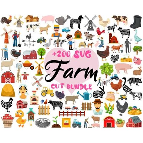 200 Farm Svg, Farm Silhouette, Farm Clipart, Barn Svg, Farm - Inspire ...