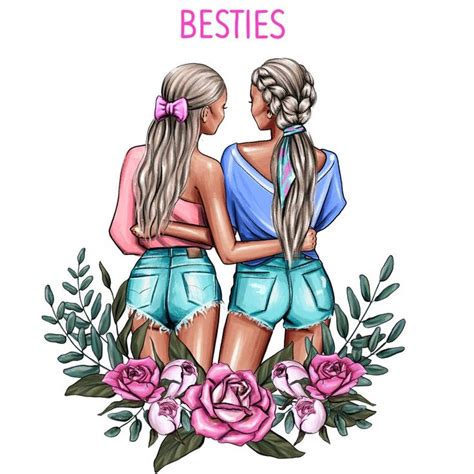 Best Friend Clipart Best Friends Portrait Personalized Etsy Friends