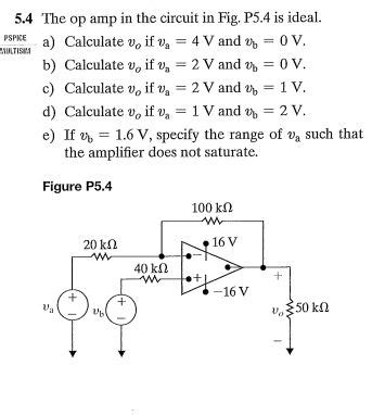 Solved 5 4 The Op In The Circuit In Fig P5 4 Is Ideal Chegg