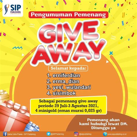 Pengumuman Pemenang Give Away Minigold SIP Publishing