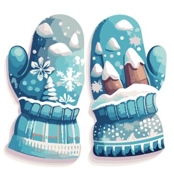 Winter Mittens Vector Sticker Clipart Illustration Of Cartoon Mittens