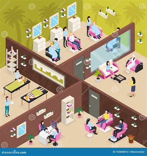 Beauty Center Isometric Composition Stock Vector Illustration Of