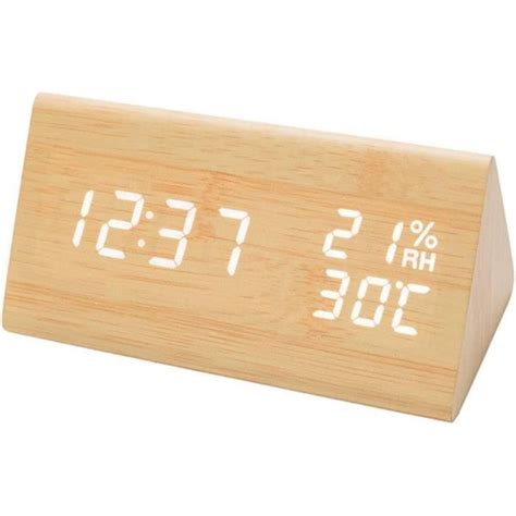 Horloge Num Rique En Bois Alarm R Veil Led Avec Fonction Snooze