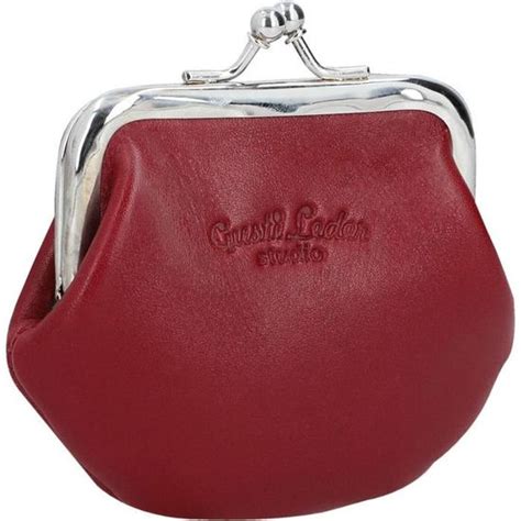 Petit Porte Monnaie Véritable Fenja Rouge Cuir Fermeture Clic Clac