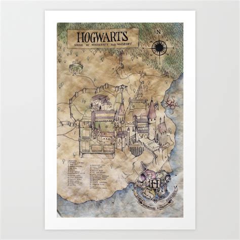 Hogwarts Map Art Printsarahridings | Society6 - Hogwarts Map Printable - Printable Maps