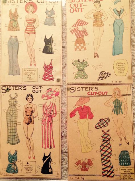 1933 Original Newspaper Paper Dolls Blondie Sisters And Tillie The