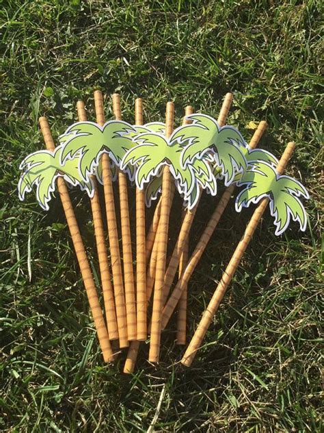 Palm Tree Party Decorations Tropical Party Drink Straws Party Straws