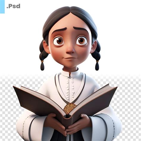 Ilustração 3d De Um Personagem De Desenho Animado Lendo Um Livro Modelo