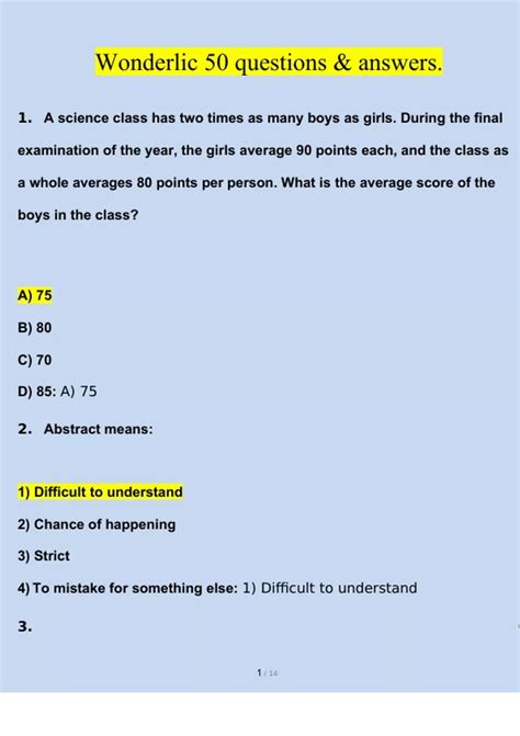 Wonderlic 50 Questions And Answers 2023 2024 Verified Answers