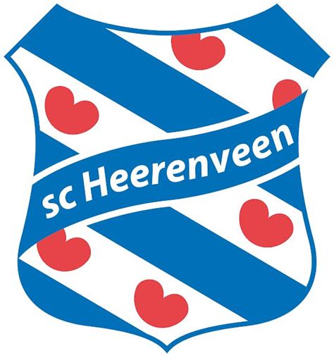 The Sc Heerenveen Logo Is Shown In Blue And Red With Hearts On It