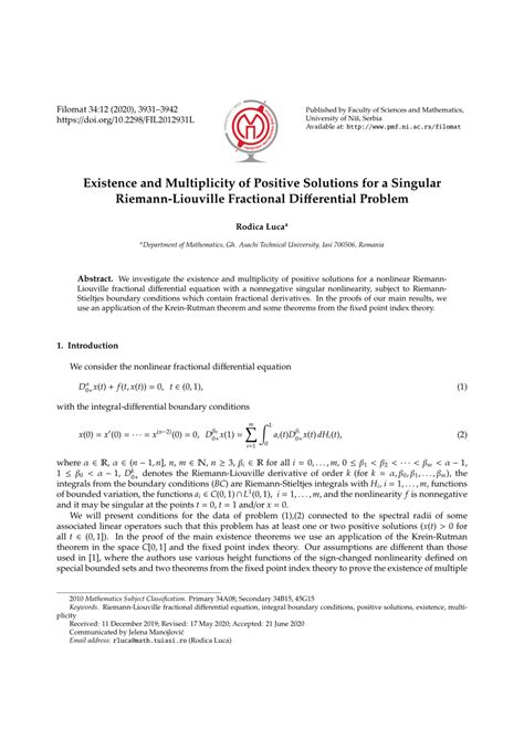 Pdf Existence And Multiplicity Of Positive Solutions For A Singular