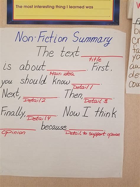 Nonfiction Text Summary Sentence Frames