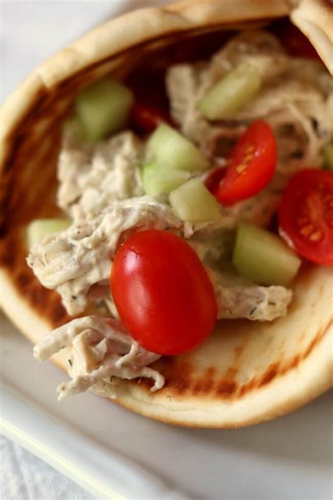 Slow Cooker Creamy Greek Chicken Pitas 365 Days Of Slow Cooking And