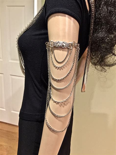 Armlet Arm Chain Upper Arm Bracelet Silver Metal Arm Chains Body