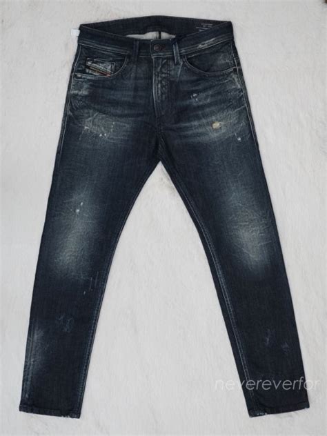 全新真品 Diesel Thommer Y T 9ki《skinny Jogg Jeans 深藍作舊 刷破繡補》 Yahoo奇摩拍賣