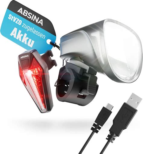 Absina Led Fahrradlicht Set Usb Aufladbar M Reichweite Lux