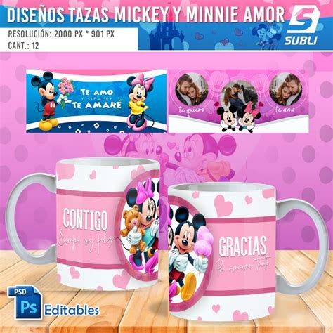 Plantillas Para Sublimar Tazas De Mickey Y Minnie Amor Subliplantillas