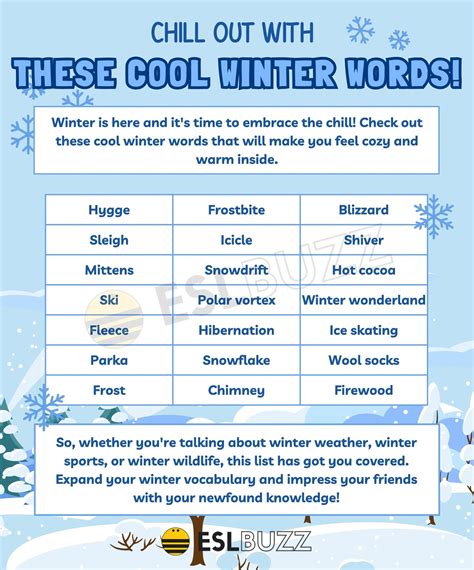 50+ Must-Know Winter Words for Improving Your English Vocabulary - ESLBUZZ