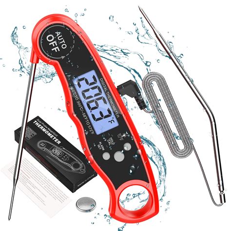 Meat Thermometer, Food Thermometer with Alarm LCD Backlight Instant Read Thermometer for Food ...