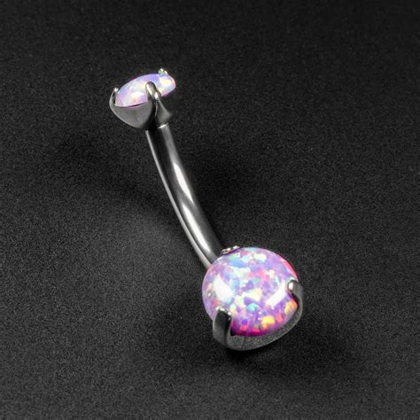 Double Flash Lavender Synth Opal Internally Threaded Titanium Belly Ba