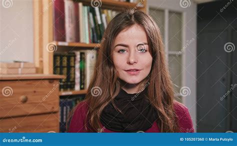 Portrait Of Beautiful Caucasian Brunette Woman Stock Photo Image Of Happy Emotion