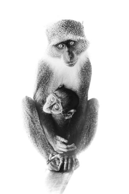 Premium Photo Portrait Of Monkeys Against White Background