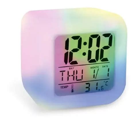 Rel Gio Alarme Digital Luminoso Cubo Luminoso De Cores Led Branco