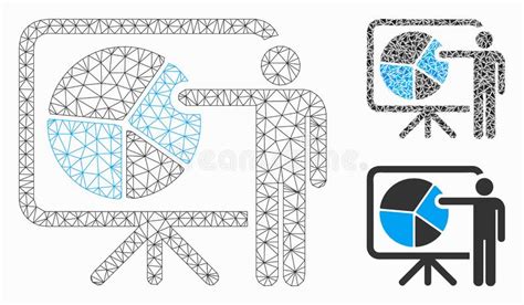 Allgemeiner Berichts Vektor Mesh Carcass Model Und Dreieck Mosaik Ikone