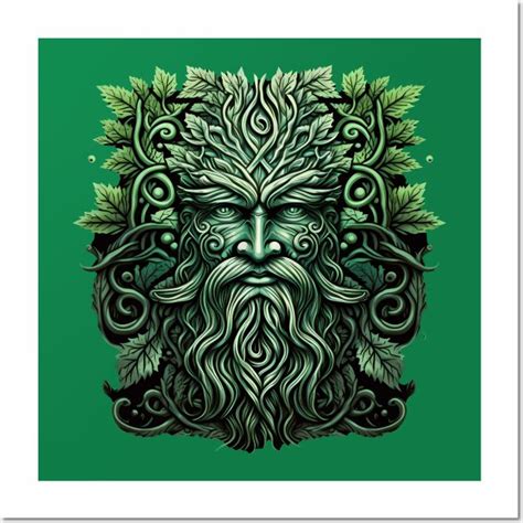 Jack Of The Wood Traditional Pagan Celtic Greenman Wall And Art Print