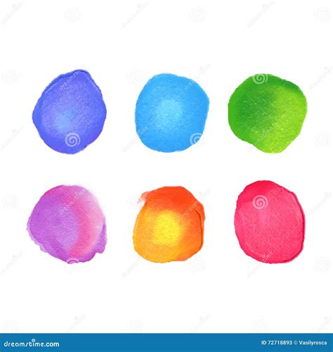 Vector Set Of Rainbow Watercolor Circles Stains Stock Vector