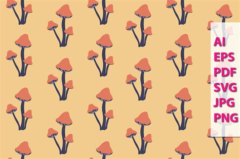 Mushroom Seamless Vector Pattern SVG. Graphic by ClothingArtStudio ...