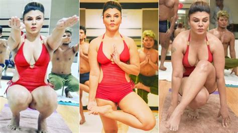 Rakhi Sawant S Red Hot Yoga Pics And Videos In A Bikini Are Breaking