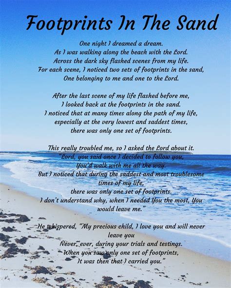 Footprints in the Sand Poem Printable Free | All FREE Printables