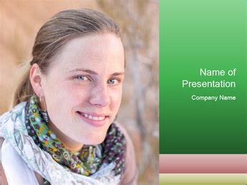 Blonde Woman Hiking In A Red Valley Captured In A Side Portrait Shot PowerPoint Template