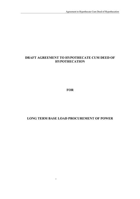 Agreement to Hypothecate cum Deed of Hypothecation - Raj Energy