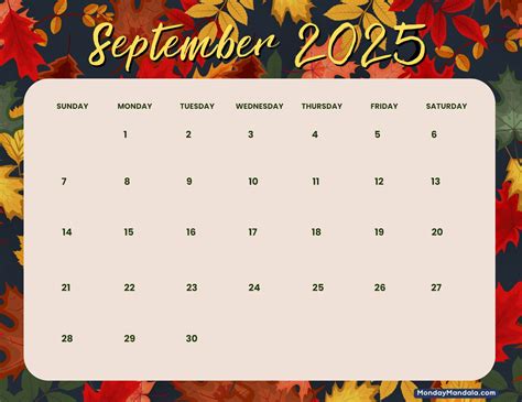 September Calendar Fall Kenna Melodee