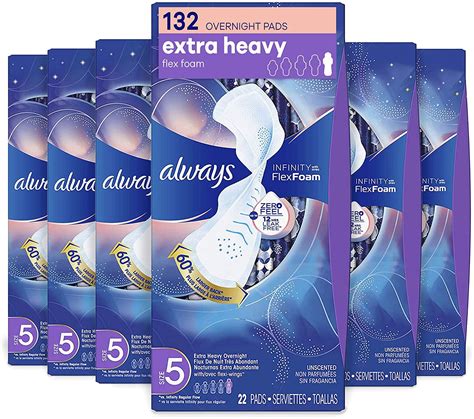 Always Infinity Feminine Pads For Women Size 5 Extra Heavy Overnight