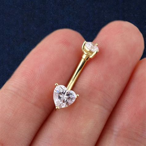 G Gold Belly Ring Clear Cz Heart Belly Button Ring Anillos De