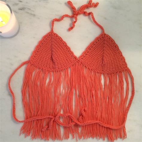 Items Similar To Women S Crochet Bikini Top Bralette Or Cover Up With Tie Strings Festival Or